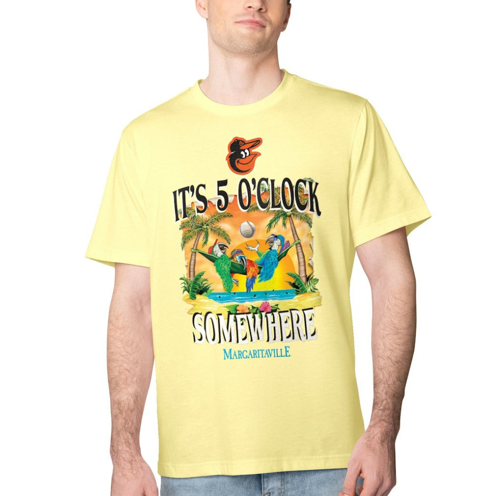 Baltimore Orioles Margaritaville Five O'Clock Graphic T-Shirt - Yellow T-shirts