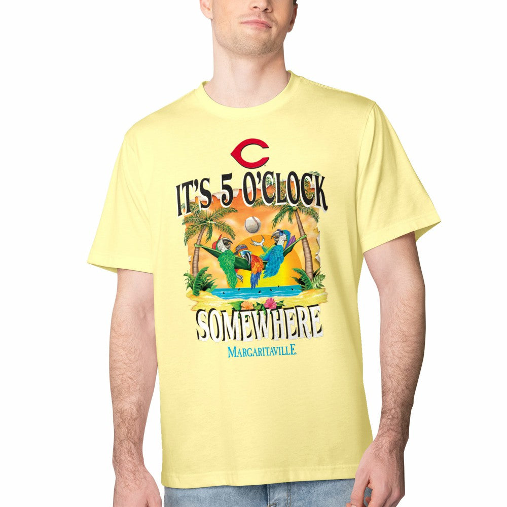 Cincinnati Reds Margaritaville Five O'Clock Graphic T-Shirt - Yellow T-shirts