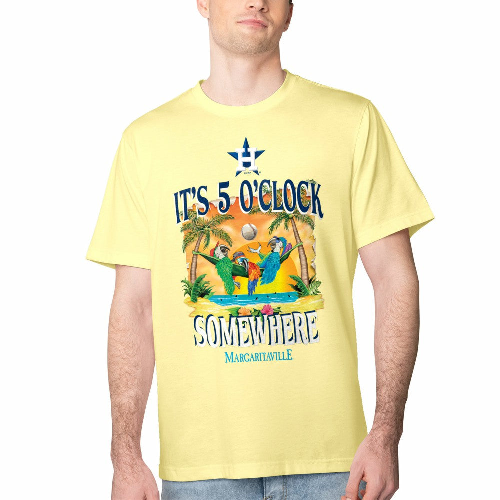 Houston Astros Margaritaville Five O'Clock Graphic T-Shirt - Yellow T-shirts