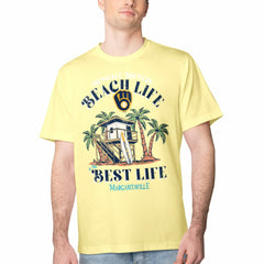Milwaukee Brewers Margaritaville Beach Hut Graphic T-Shirt - Yellow T-shirts