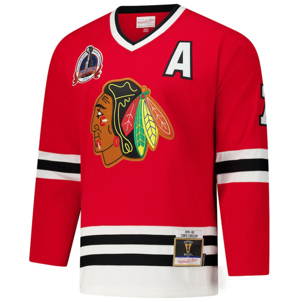Chris Chelios Chicago Blackhawks 1991-92 Power Play Jersey - Red | US 201979146