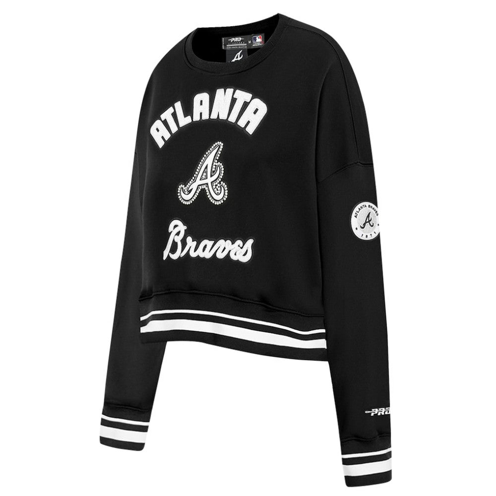 Atlanta Braves Pro Standard Women's Pearl Cropped Pullover Sweatshirt
 - Black Pullover