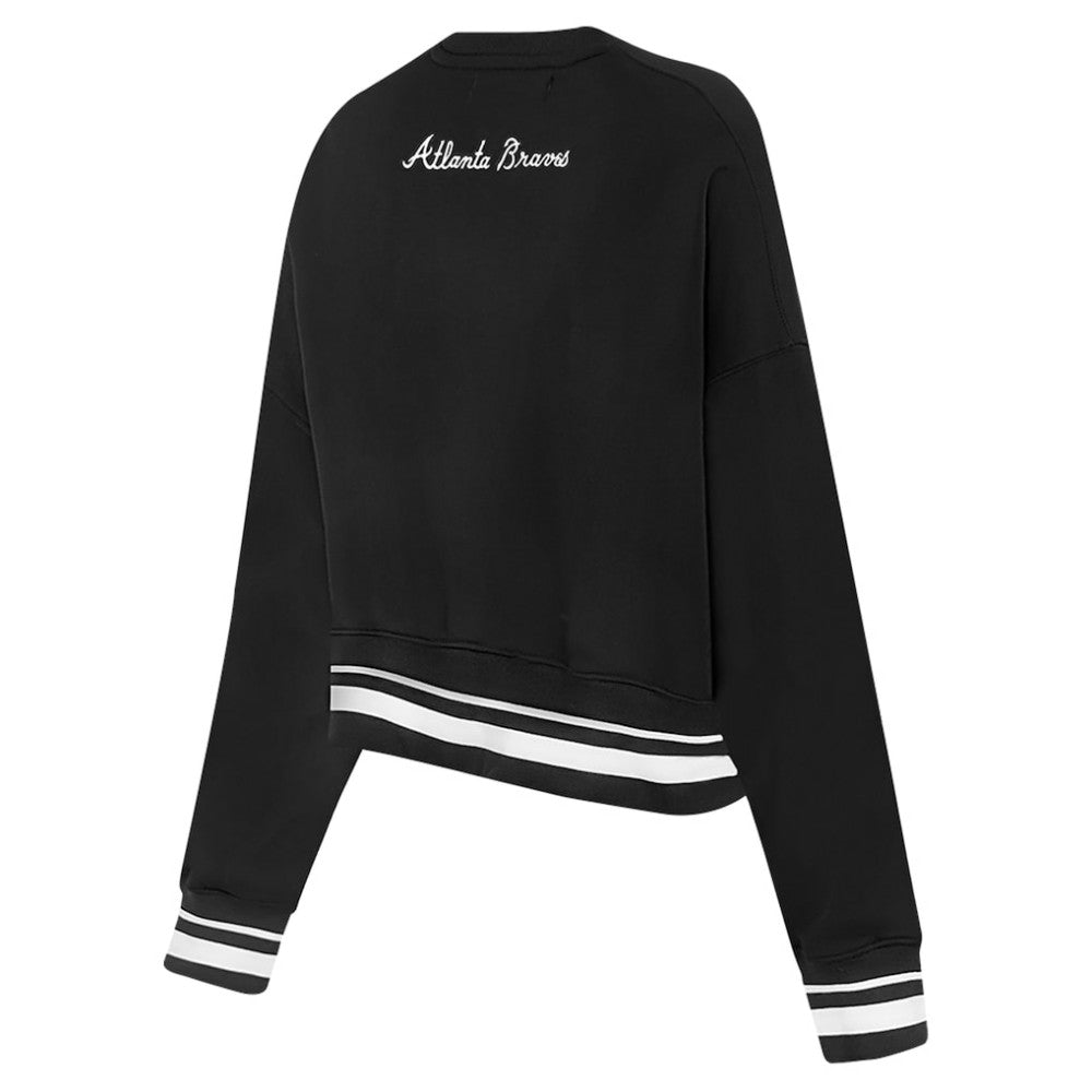 Atlanta Braves Pro Standard Women's Pearl Cropped Pullover Sweatshirt
 - Black Pullover