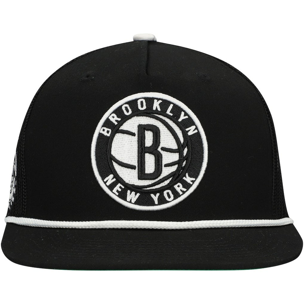 Brooklyn Nets Roper Trucker Snapback Hat Black - Mitchell & Ness