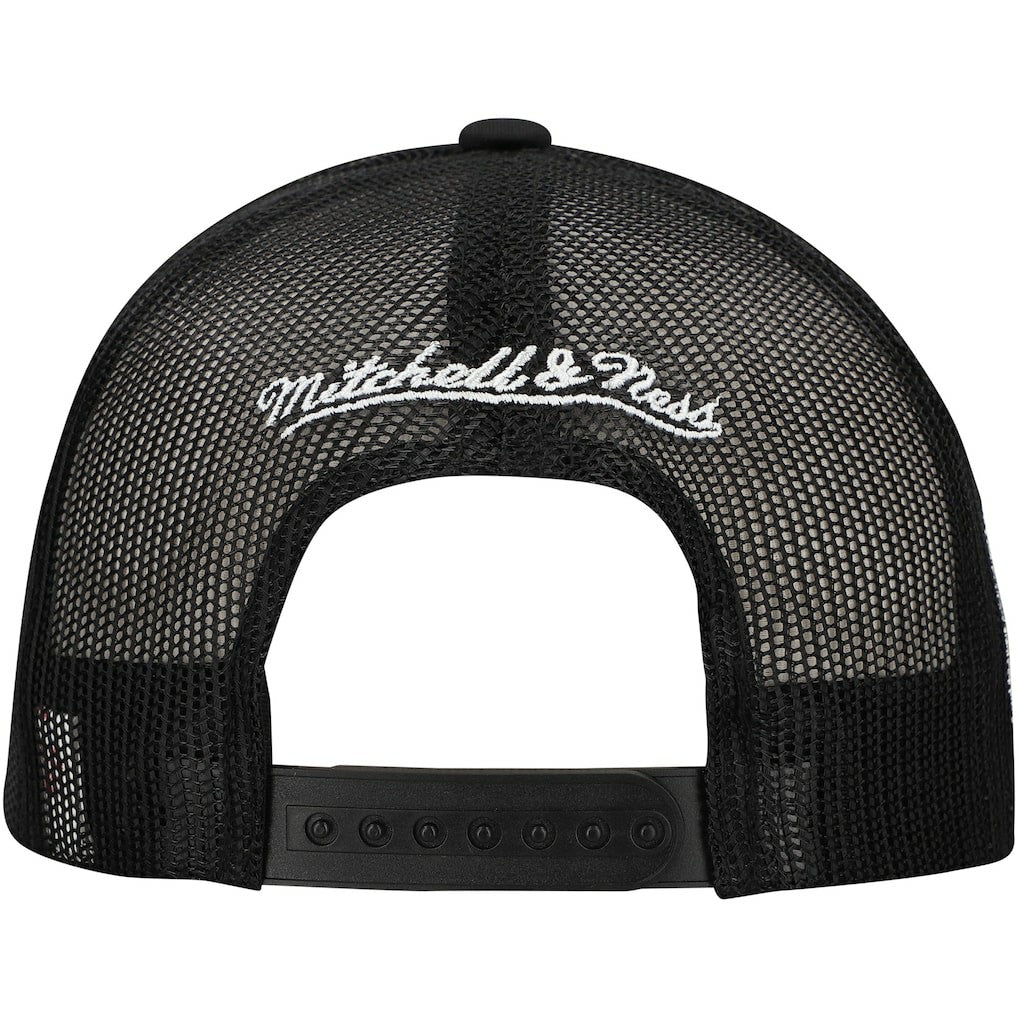 Brooklyn Nets Script Trucker Adjustable Hat Black - Mitchell & Ness outlet