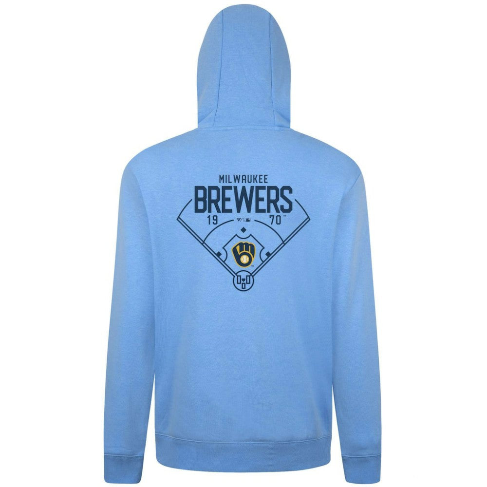 Milwaukee Brewers Levelwear Podium Primary Pullover Hoodie - Light Blue Hoodies