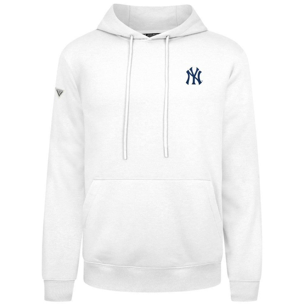 New York Yankees Levelwear Podium Primary Pullover Hoodie - White Hoodies