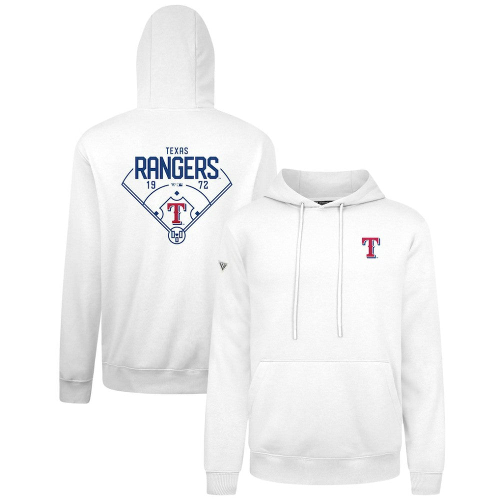 Texas Rangers Levelwear Podium Primary Pullover Hoodie - White Hoodies