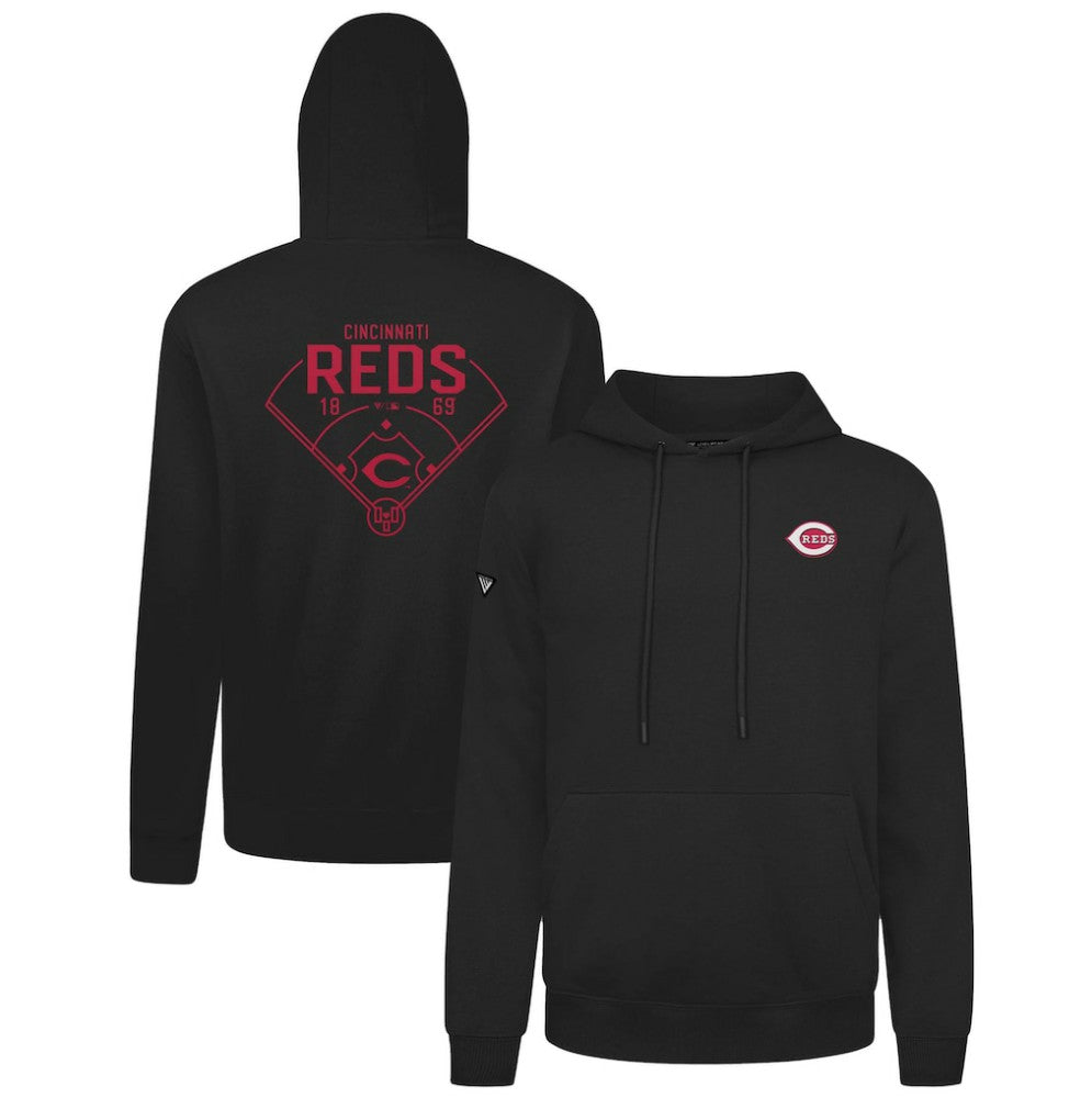 Cincinnati Reds Levelwear Podium Primary Pullover Hoodie - Black Hoodies