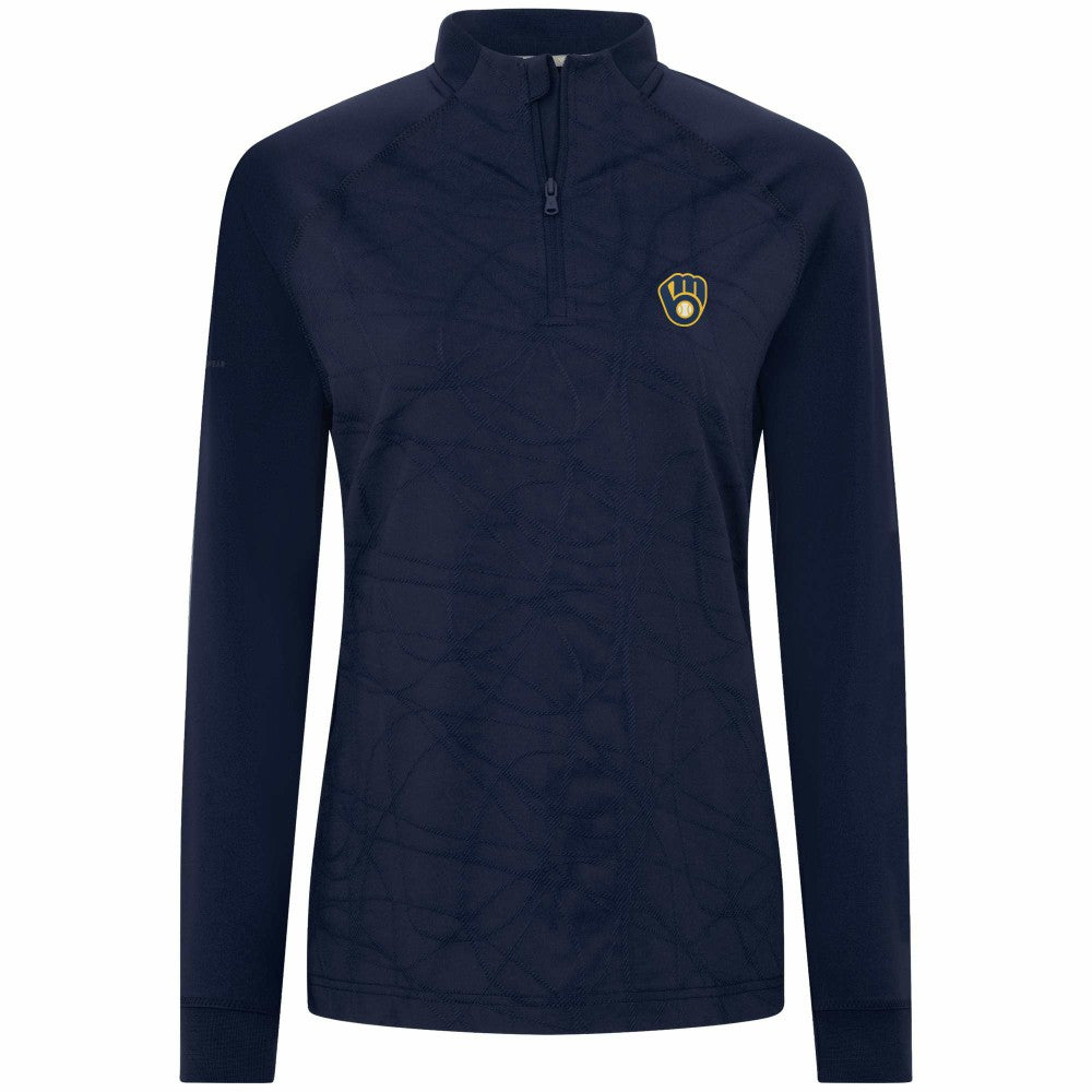 Milwaukee Brewers Levelwear Women's Amethyst Insignia 2.0 Quarter-Zip Jacket - Navy Jackets