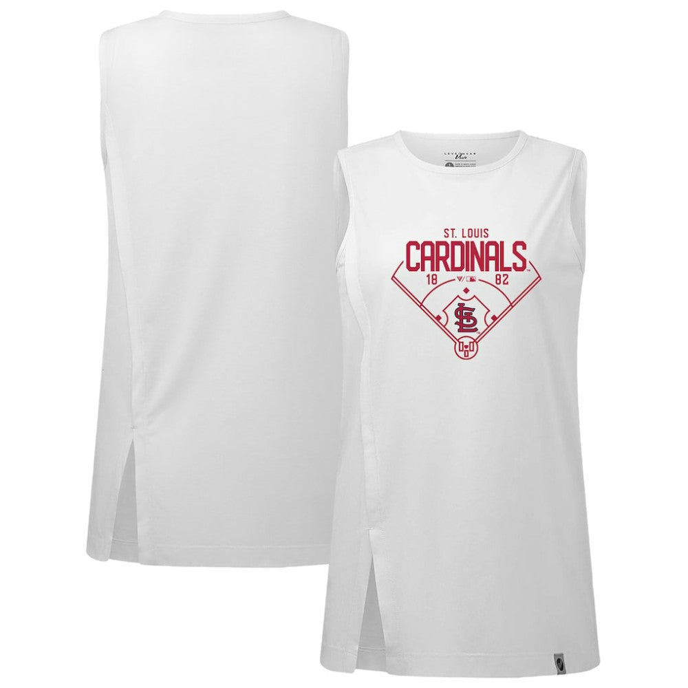 St. Louis Cardinals Levelwear Women's Influx Home Field Tank Top - White Tanks