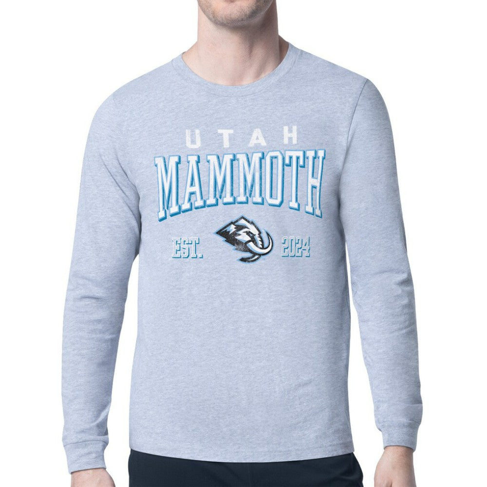 Utah Mammoth Starter Retro Graphic Long Sleeve T-Shirt - Heather Gray | US 201983142