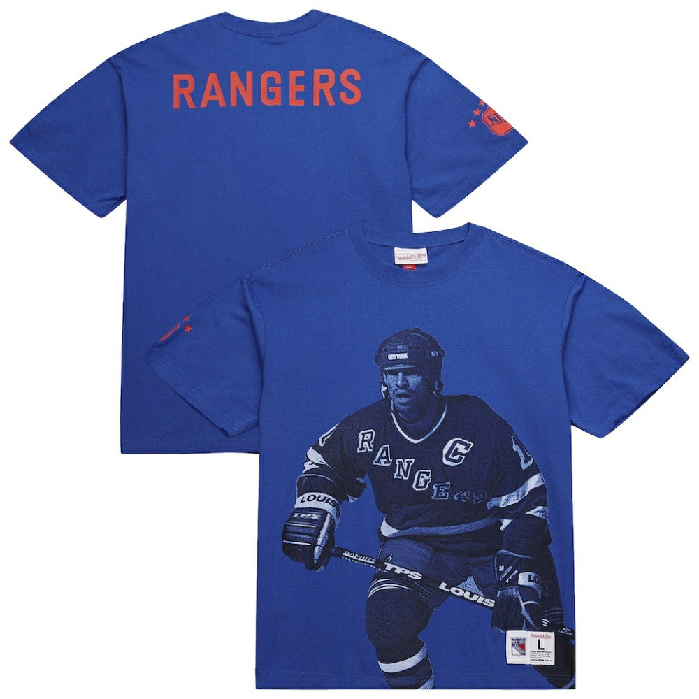 Mark Messier New York Rangers Mitchell & Ness NHL Ultimate Player Vintage Logo T-Shirt - Blue | US 201987715