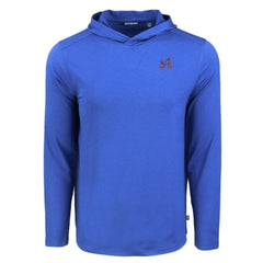 Atlanta Braves Cutter & Buck Coastline Epic Comfort Recycled Eco Hoodie Long Sleeve T-Shirt - Blue Hoodies