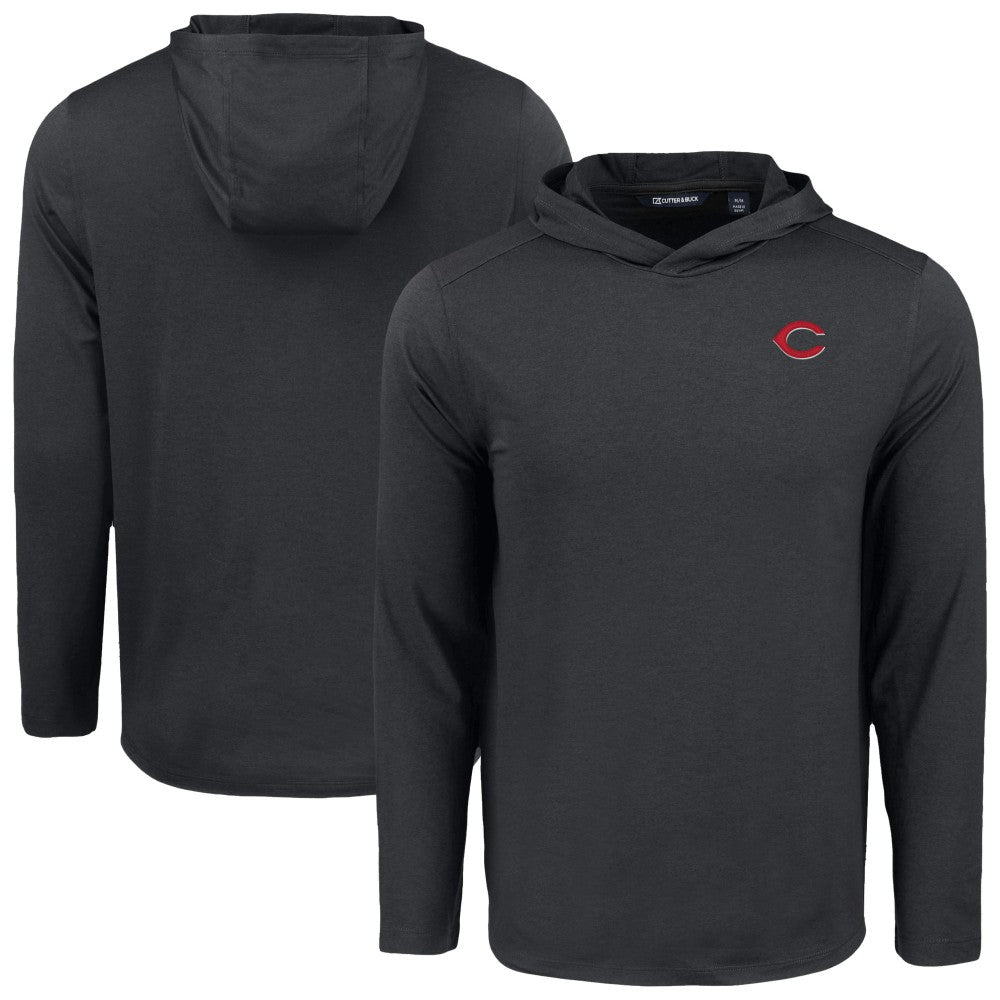 Cincinnati Reds Cutter & Buck Coastline Epic Comfort Recycled Eco Hoodie Long Sleeve T-Shirt - Black Hoodies
