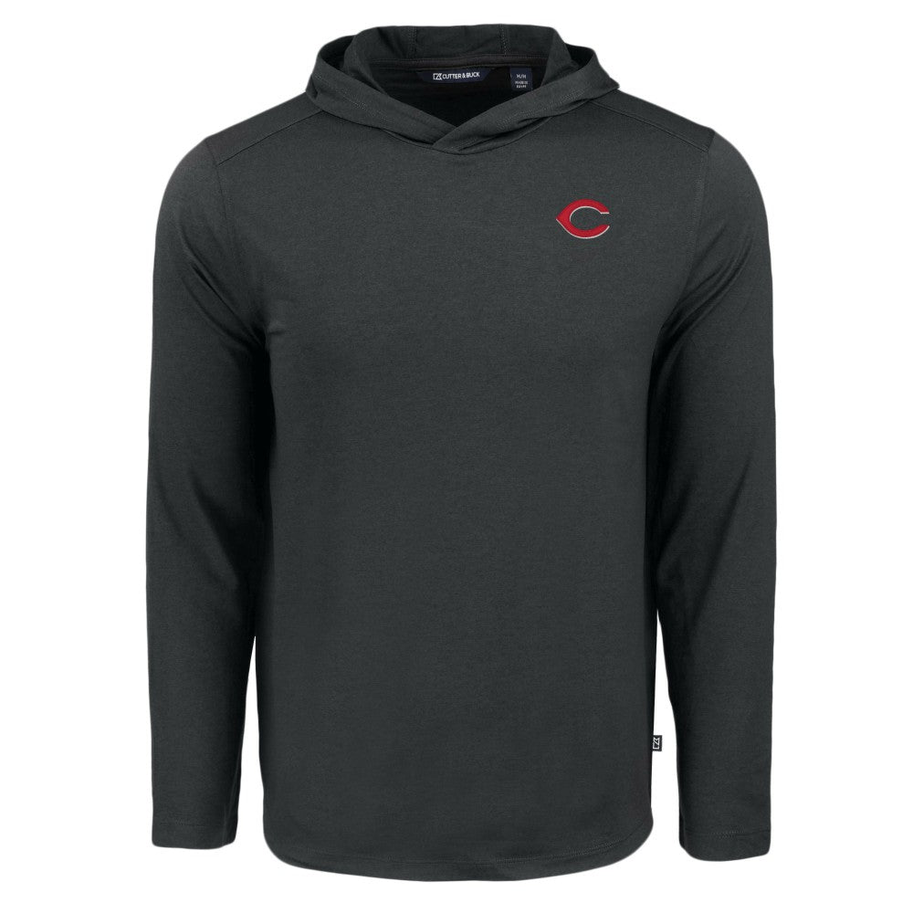 Cincinnati Reds Cutter & Buck Coastline Epic Comfort Recycled Eco Hoodie Long Sleeve T-Shirt - Black Hoodies