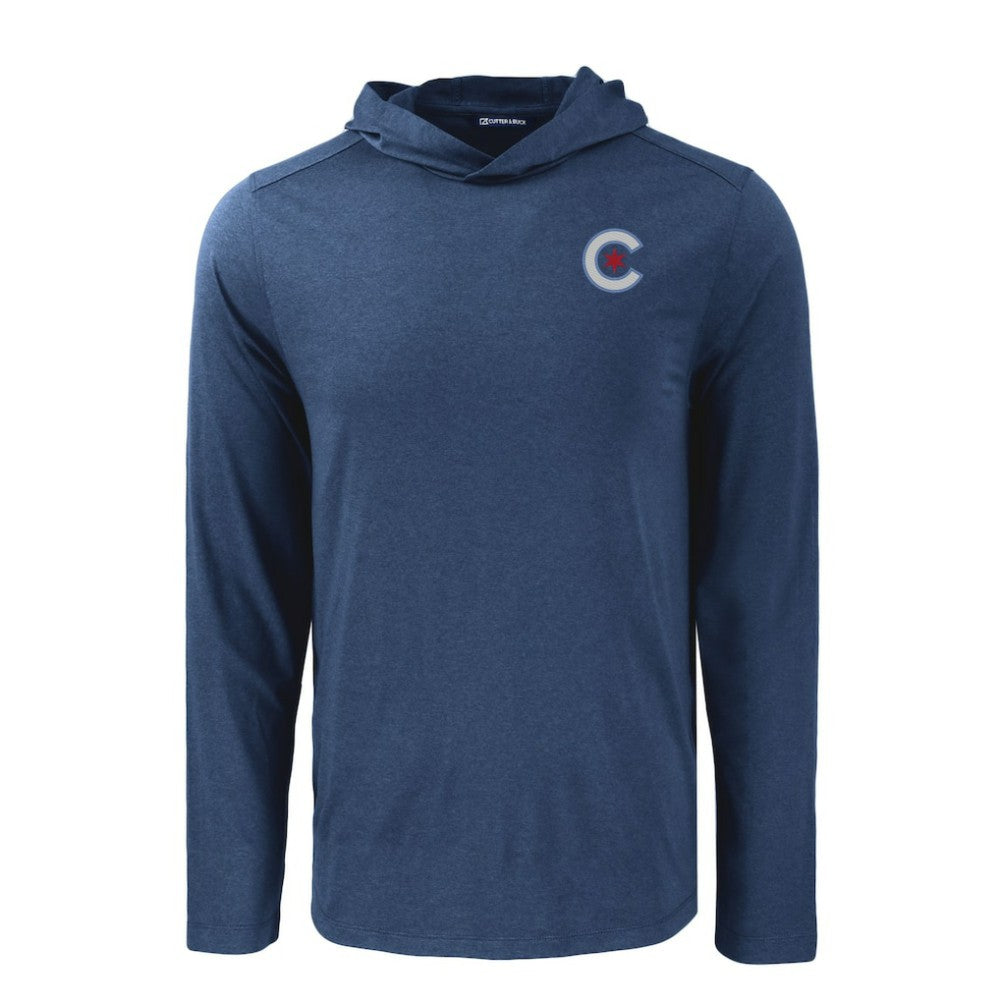 Chicago Cubs Cutter & Buck Coastline Epic Comfort Recycled Eco Hoodie Long Sleeve T-Shirt - Navy Hoodies