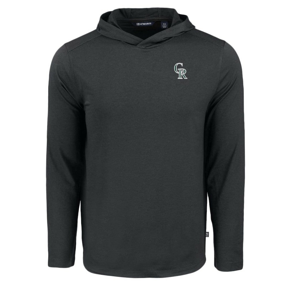Colorado Rockies Cutter & Buck Coastline Epic Comfort Recycled Eco Hoodie Long Sleeve T-Shirt - Black Hoodies