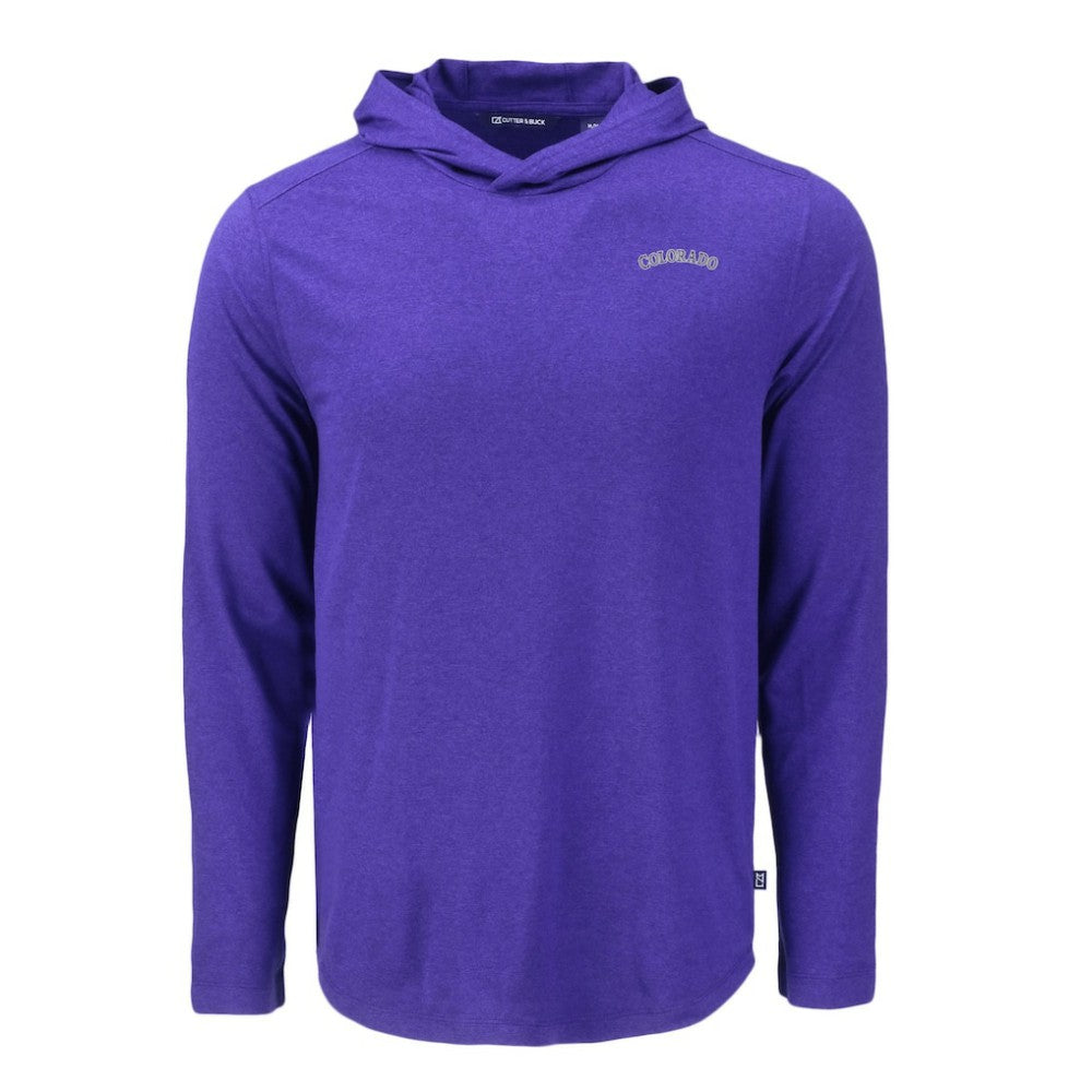 Colorado Rockies Cutter & Buck Coastline Epic Comfort Recycled Eco Hoodie Long Sleeve T-Shirt - Purple Hoodies