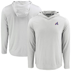 Atlanta Braves Cutter & Buck Coastline Epic Comfort Recycled Eco Hoodie Long Sleeve T-Shirt - Gray Hoodies