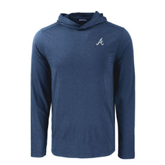 Atlanta Braves Cutter & Buck Coastline Epic Comfort Recycled Eco Hoodie Long Sleeve T-Shirt - Navy Hoodies