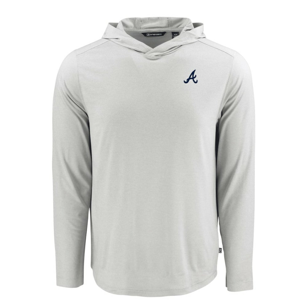 Atlanta Braves Cutter & Buck Coastline Epic Comfort Recycled Eco Hoodie Long Sleeve T-Shirt - Gray Hoodies