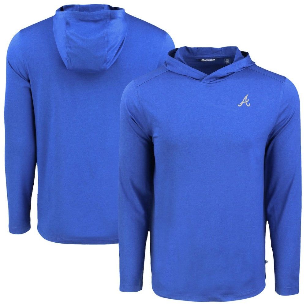 Atlanta Braves Cutter & Buck Coastline Epic Comfort Recycled Eco Hoodie Long Sleeve T-Shirt - Royal Hoodies