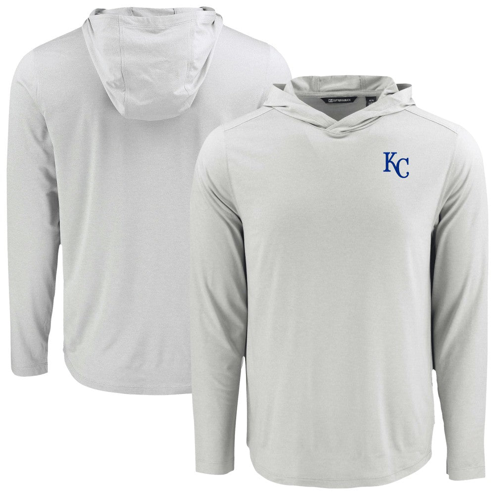 Kansas City Royals Cutter & Buck Coastline Epic Comfort Recycled Eco Hoodie Long Sleeve T-Shirt - Gray Hoodies