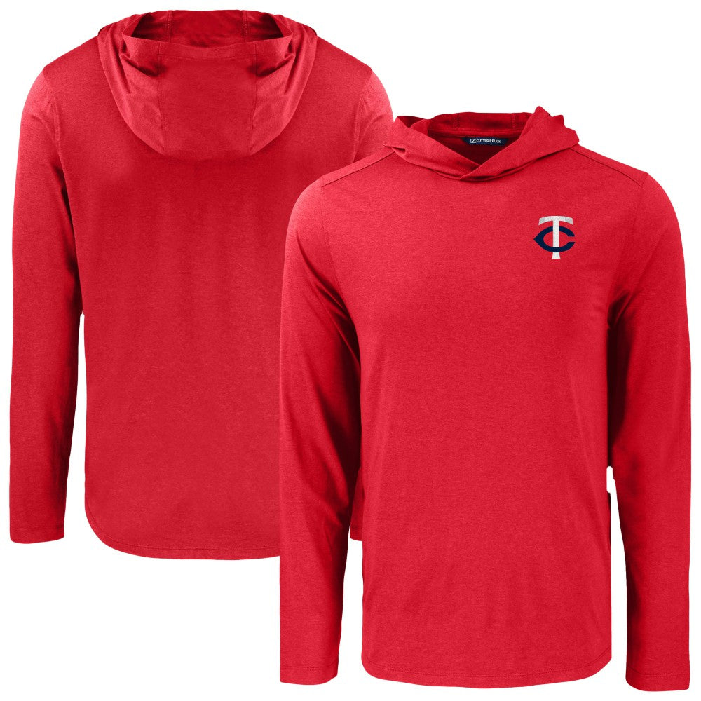 Minnesota Twins Cutter & Buck Coastline Epic Comfort Recycled Eco Hoodie Long Sleeve T-Shirt - Red Hoodies