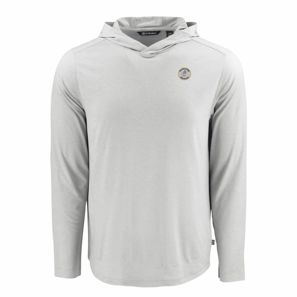 Milwaukee Brewers Cutter & Buck Coastline Epic Comfort Recycled Eco Hoodie Long Sleeve T-Shirt - Gray Hoodies