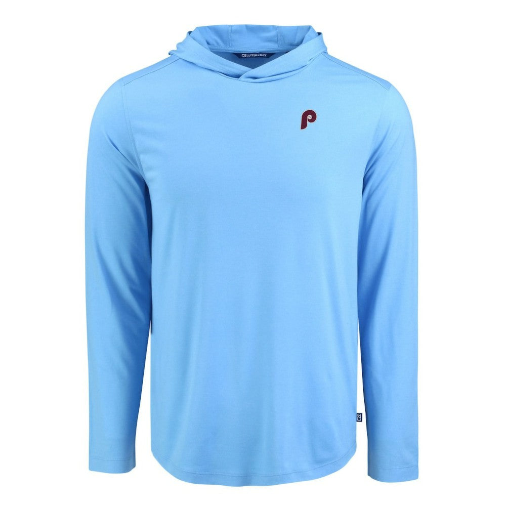 Philadelphia Phillies Cutter & Buck Coastline Epic Comfort Recycled Eco Hoodie Long Sleeve T-Shirt - Light Blue Hoodies