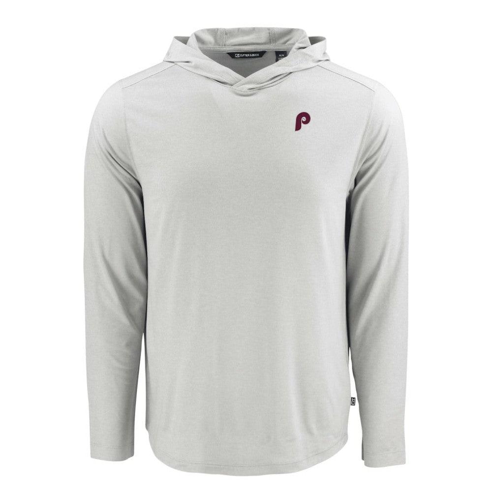 Philadelphia Phillies Cutter & Buck Coastline Epic Comfort Recycled Eco Hoodie Long Sleeve T-Shirt - Gray Hoodies