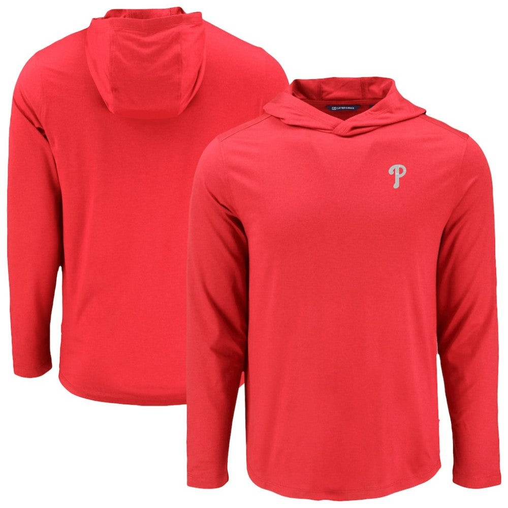 Philadelphia Phillies Cutter & Buck Coastline Epic Comfort Recycled Eco Hoodie Long Sleeve T-Shirt - Red Hoodies