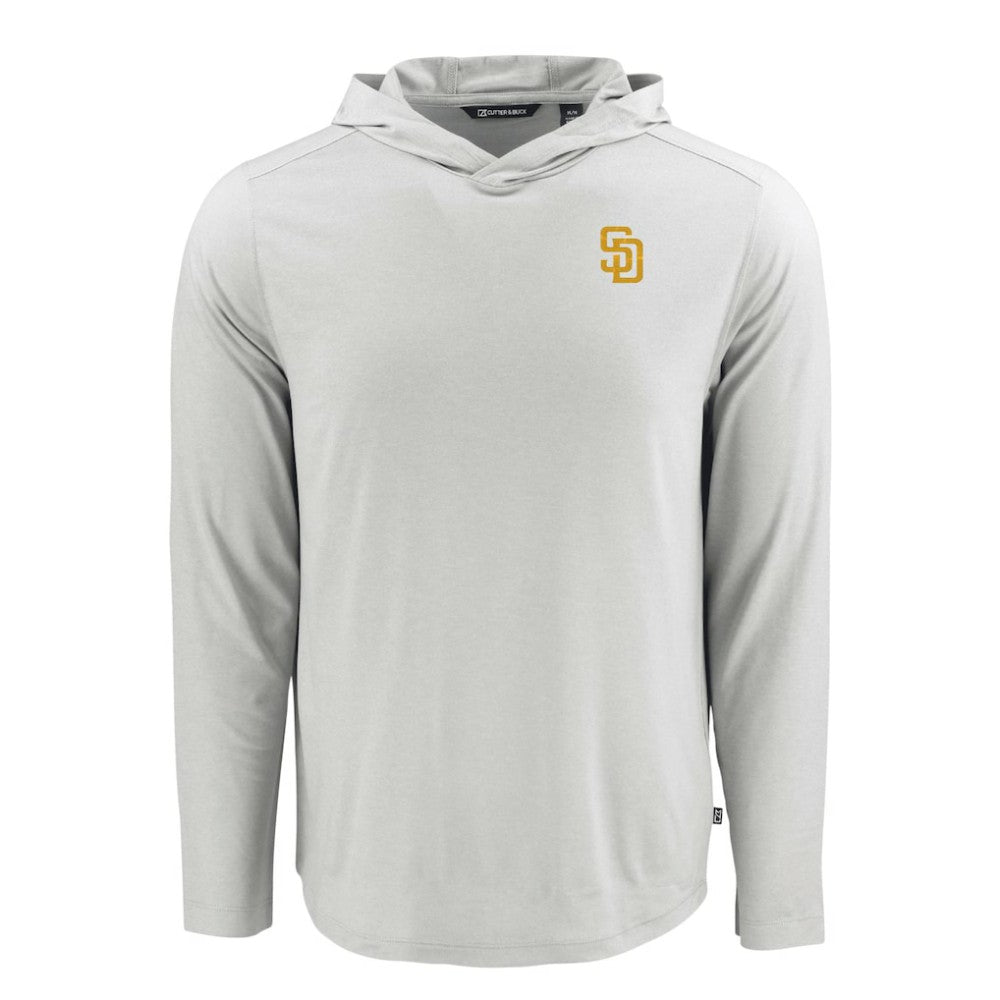 San Diego Padres Cutter & Buck Coastline Epic Comfort Recycled Eco Hoodie Long Sleeve T-Shirt - Gray Hoodies