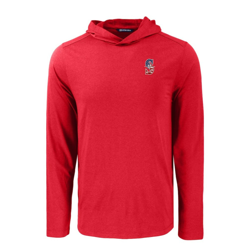 Seattle Mariners Cutter & Buck Coastline Epic Comfort Recycled Eco Hoodie Long Sleeve T-Shirt - Red Hoodies