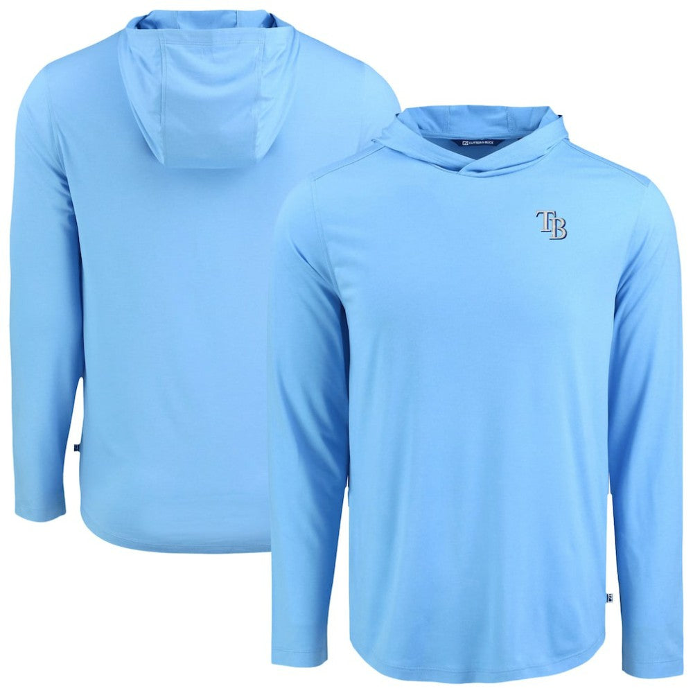 Tampa Bay Rays Cutter & Buck Coastline Epic Comfort Recycled Eco Hoodie Long Sleeve T-Shirt - Light Blue Hoodies