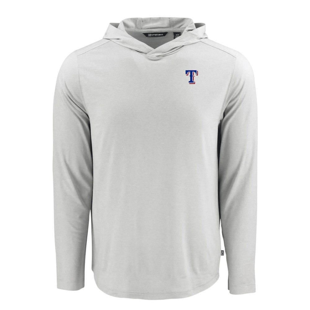 Texas Rangers Cutter & Buck Coastline Epic Comfort Recycled Eco Hoodie Long Sleeve T-Shirt - Gray Hoodies