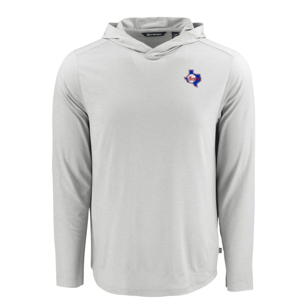 Texas Rangers Cutter & Buck Coastline Epic Comfort Recycled Eco Hoodie Long Sleeve T-Shirt - Gray Hoodies