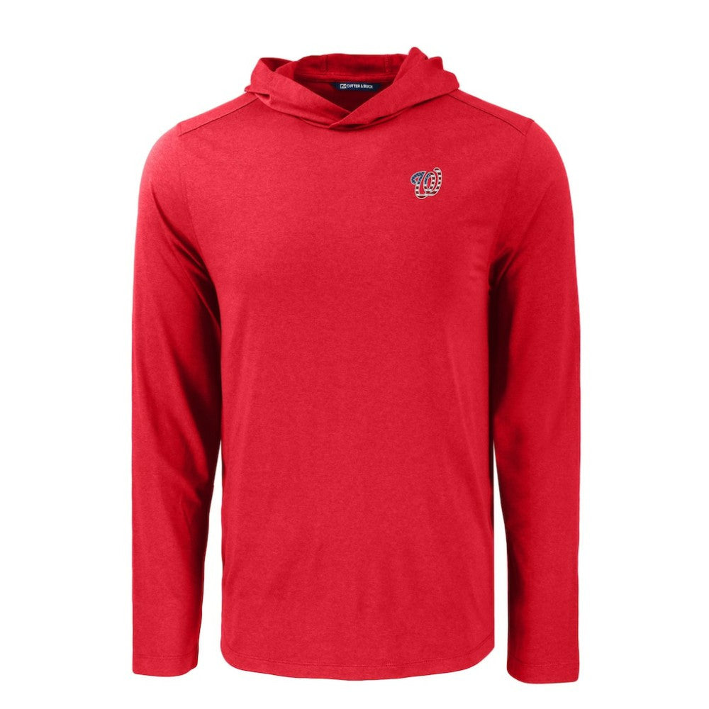 Washington Nationals Cutter & Buck Americana Coastline Epic Comfort Recycled Eco Hoodie Long Sleeve T-Shirt - Red Hoodies