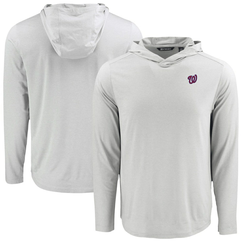 Washington Nationals Cutter & Buck Coastline Epic Comfort Recycled Eco Hoodie Long Sleeve T-Shirt - Gray Hoodies