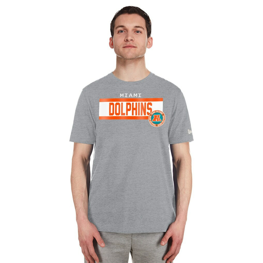 Miami Dolphins New Era 3rd Down High Density Print T-Shirt - Gray T-shirts