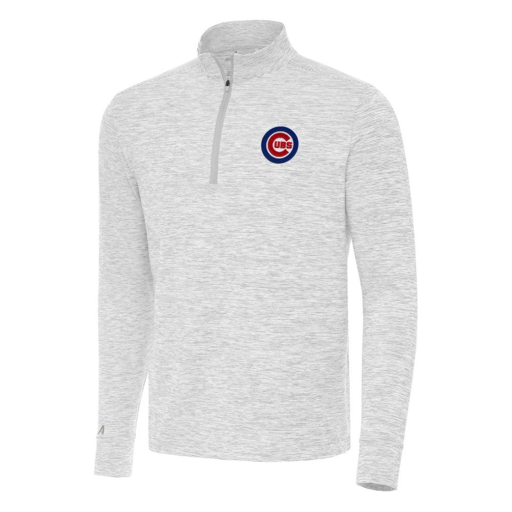 Chicago Cubs Antigua Cause Quarter-Zip Top - Gray/White Tops