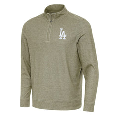 Los Angeles Dodgers Antigua Subtle Quarter-Zip Sweatshirt - Heather Olive Sweatshirts