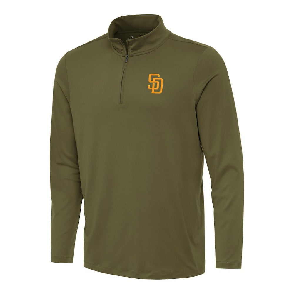 San Diego Padres Antigua Reprocess Quarter-Zip Top - Olive Tops