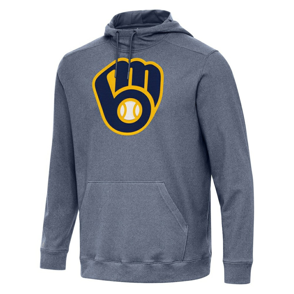 Milwaukee Brewers Antigua Cloud Pullover Hoodie - Heather Navy Hoodies
