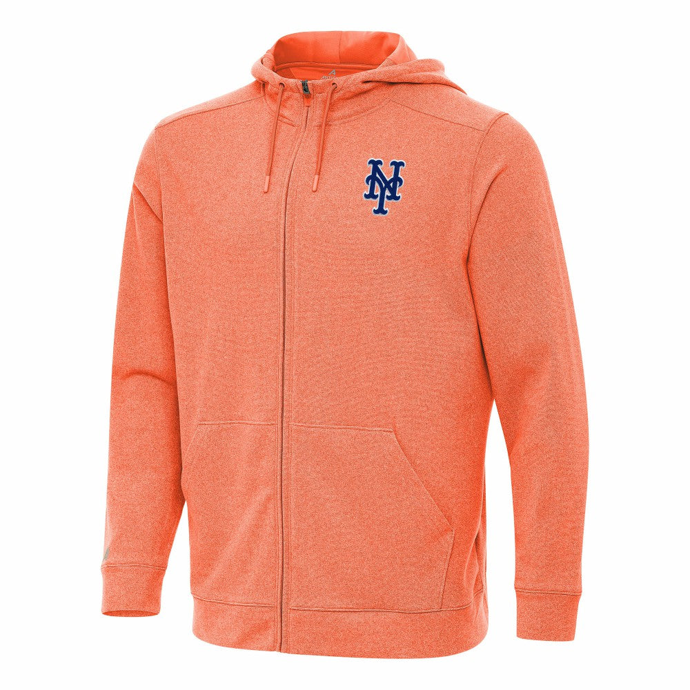 New York Mets Antigua Effortless Full-Zip Hooded Jacket - Heather Orange Jackets