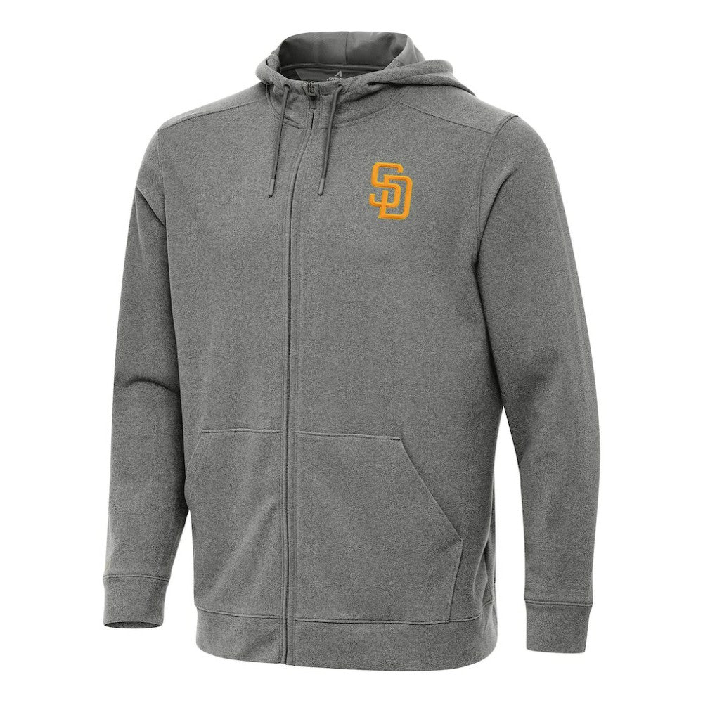 San Diego Padres Antigua Effortless Full-Zip Hooded Jacket - Heather Black Jackets