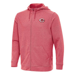 Cincinnati Reds Antigua Effortless Full-Zip Hooded Jacket - Heather Red Jackets