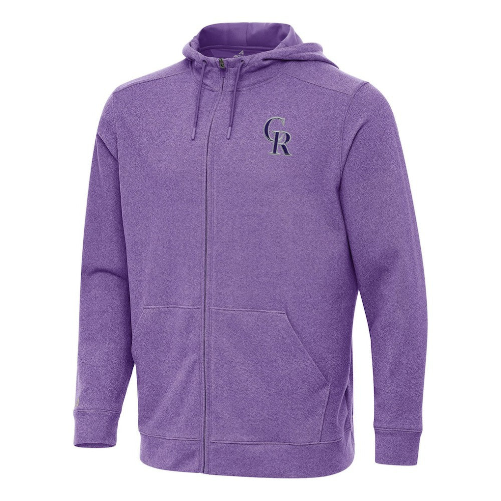 Colorado Rockies Antigua Effortless Full-Zip Hooded Jacket - Heather Purple Jackets