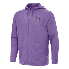 Colorado Rockies Antigua Effortless Full-Zip Hooded Jacket - Heather Purple Jackets